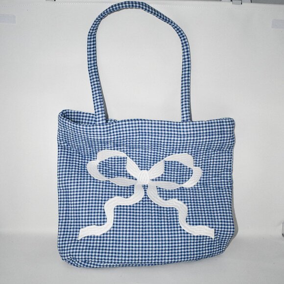 LoveShackFancy Handbags - LoveShackFancy x Visit Savannah Henderson Bow Gingham Tote #LA202-2912 NWT